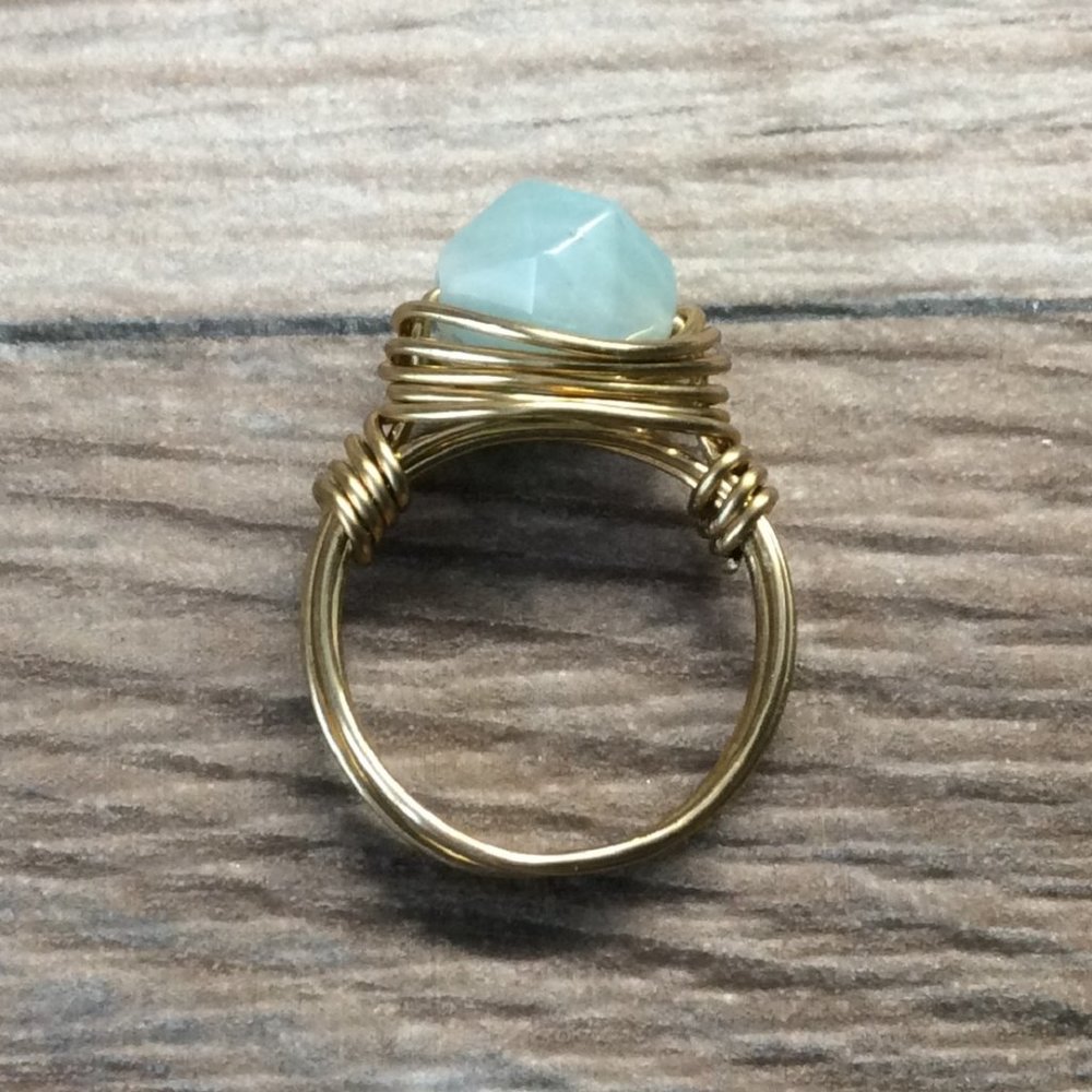 Amazonite ring - 14k gold filled, blue gemstone ring